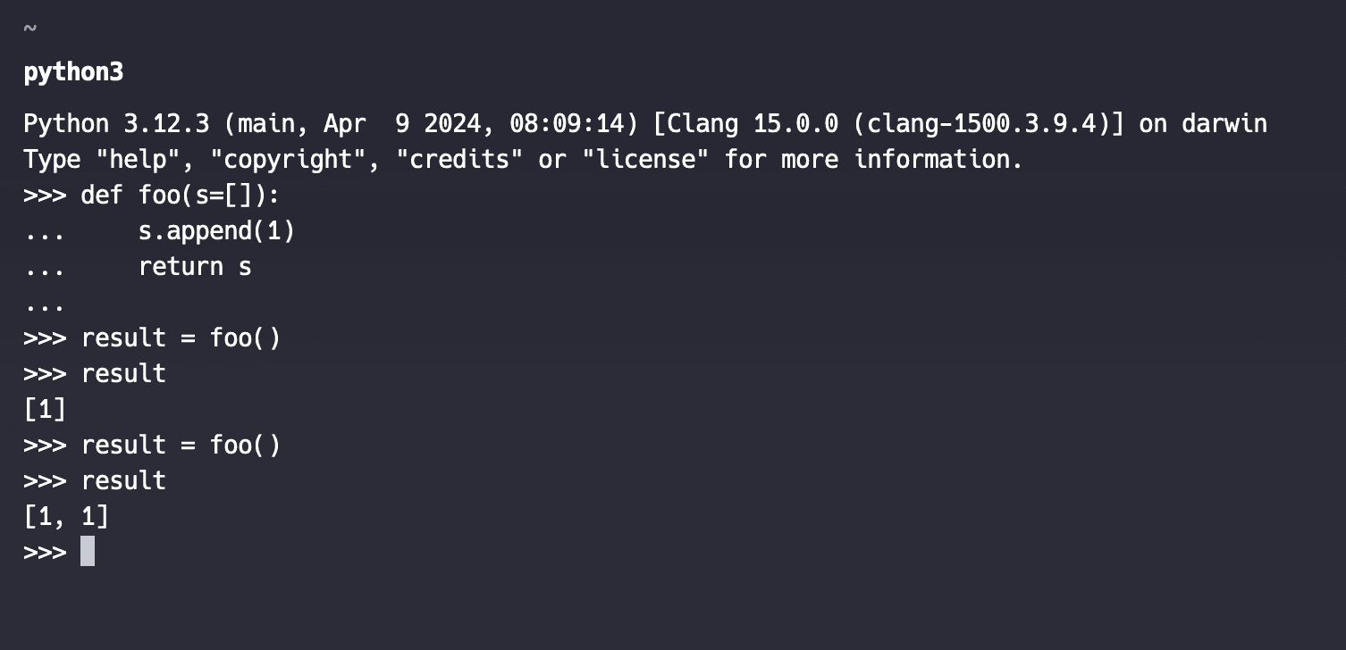 An example of list retaining its value across multiple function calls